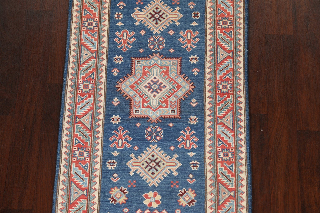 Geometric Kazak Oriental Runner Rug 3x10