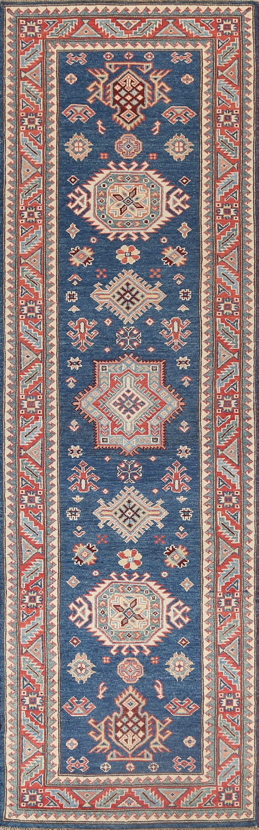 Geometric Kazak Oriental Runner Rug 3x10