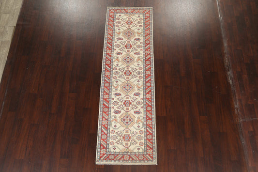 Geometric Kazak Oriental Runner Rug 3x9