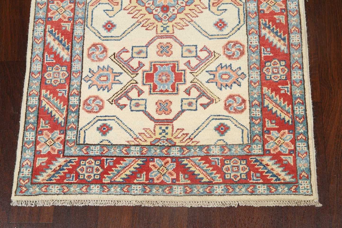 Geometric Kazak Oriental Runner Rug 3x9