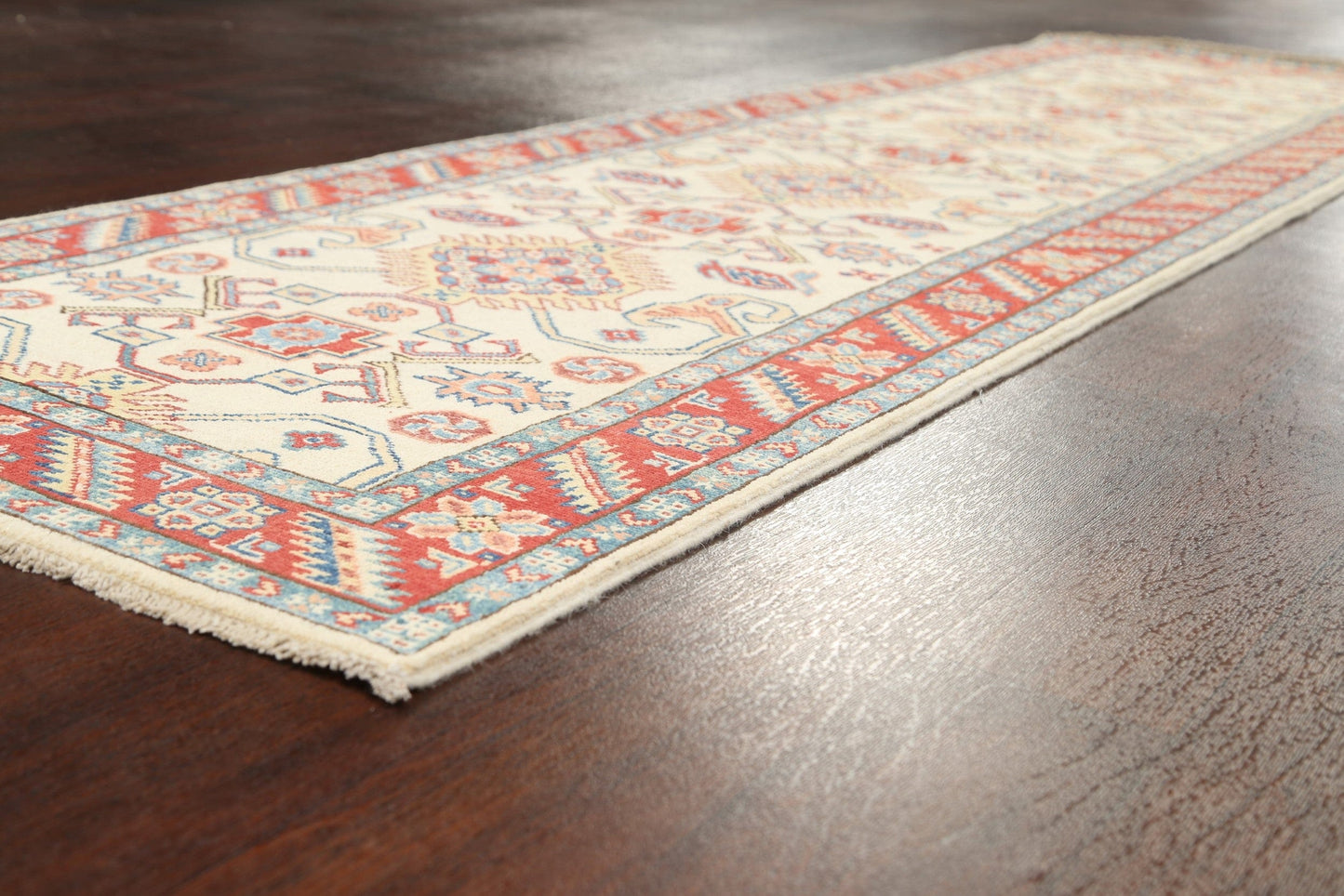 Geometric Kazak Oriental Runner Rug 3x9