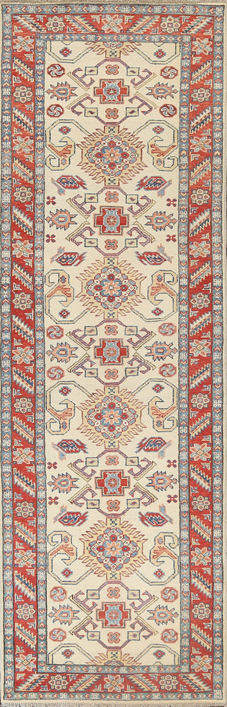 Geometric Kazak Oriental Runner Rug 3x9