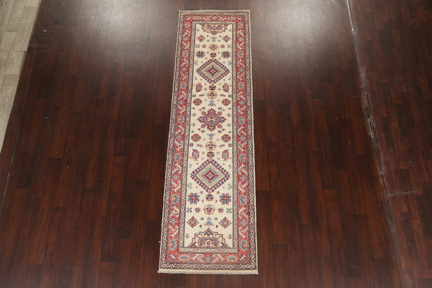 Geometric Kazak Oriental Runner Rug 3x10