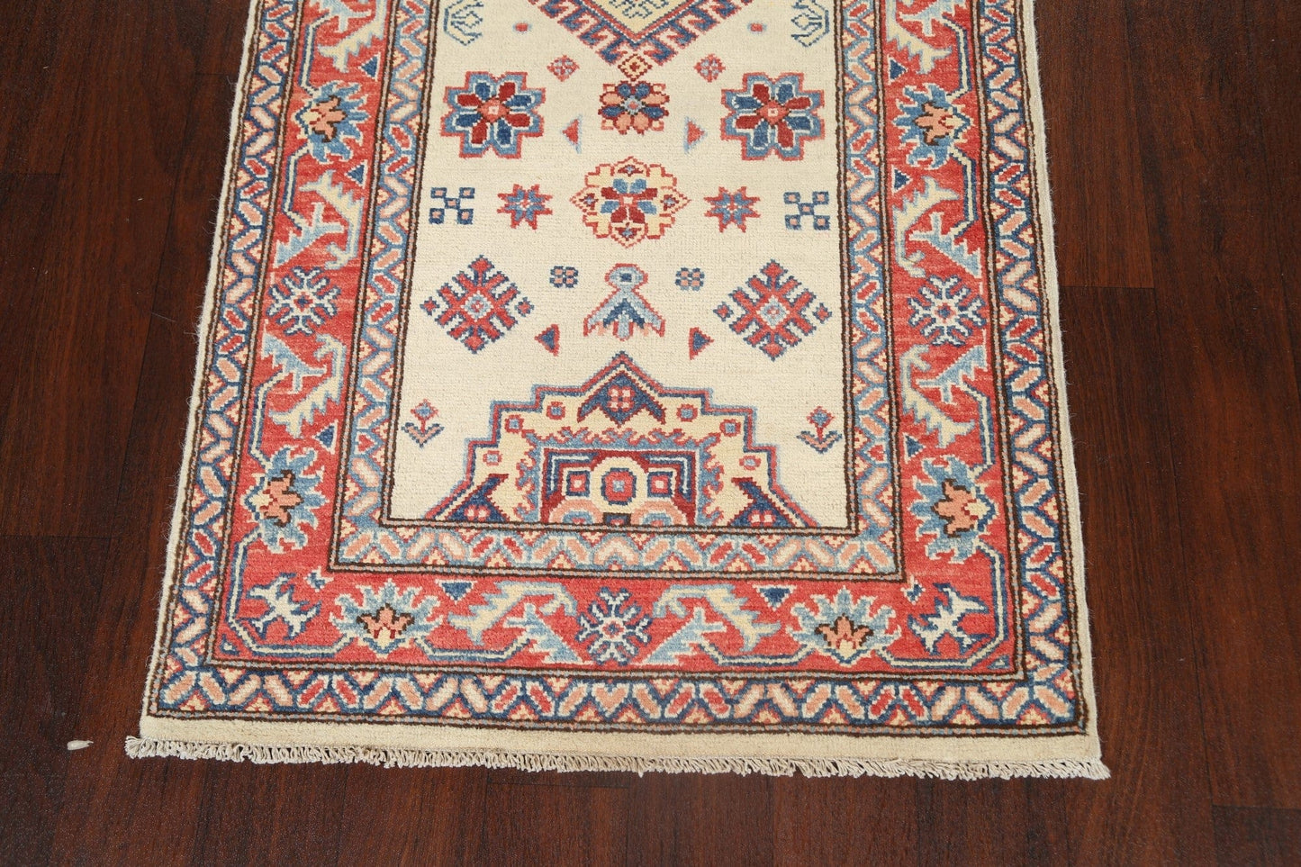 Geometric Kazak Oriental Runner Rug 3x10