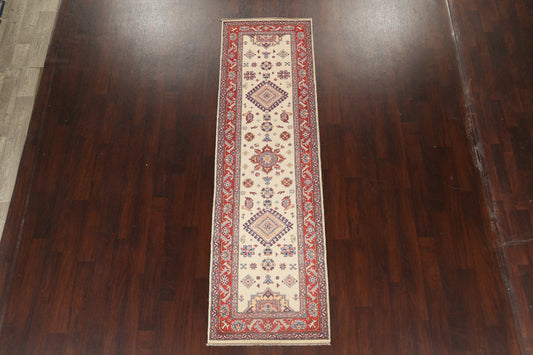 Geometric Kazak Oriental Runner Rug 3x9