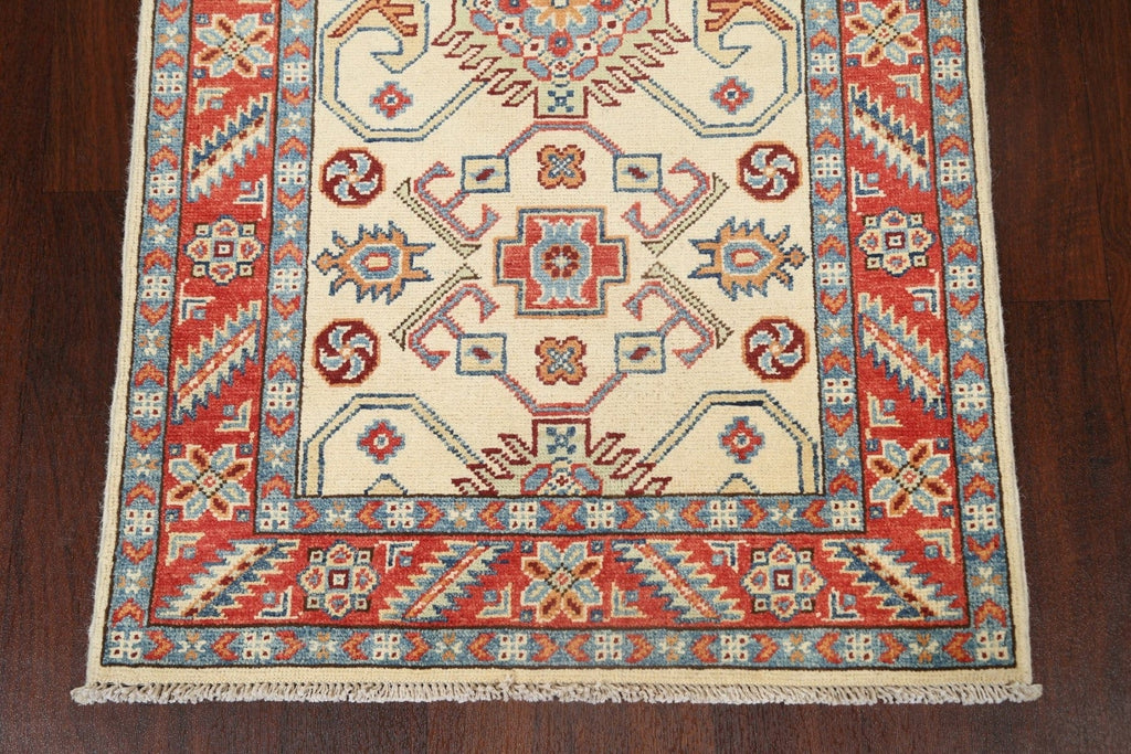 Geometric Kazak Oriental Runner Rug 3x10