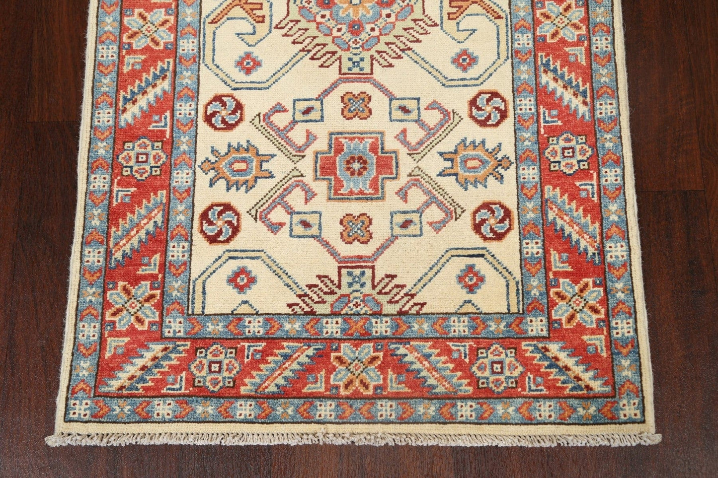 Geometric Kazak Oriental Runner Rug 3x10