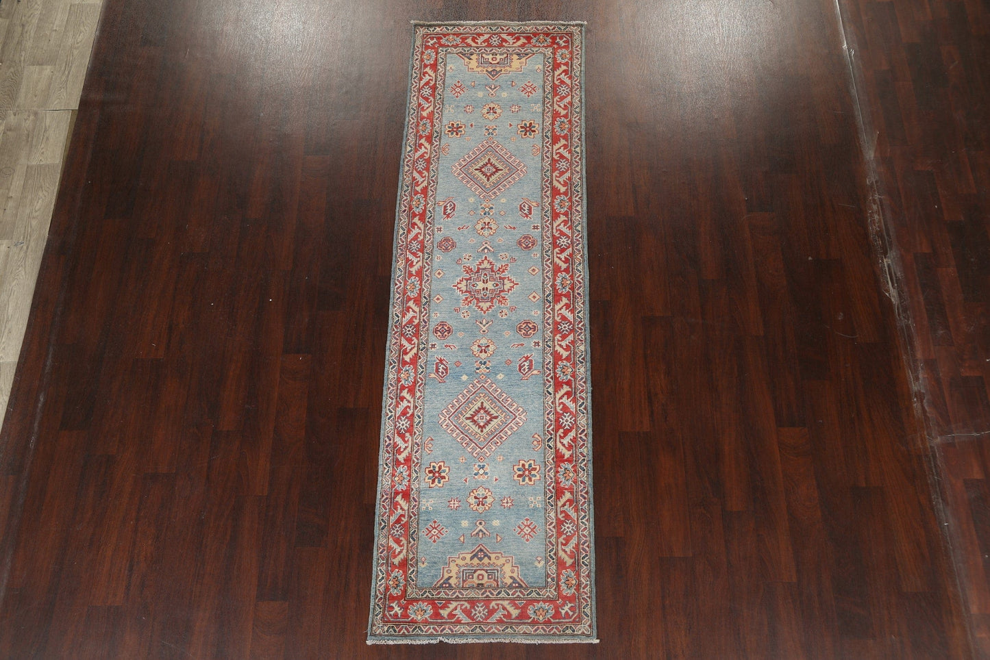 Geometric Kazak Oriental Runner Rug 3x10