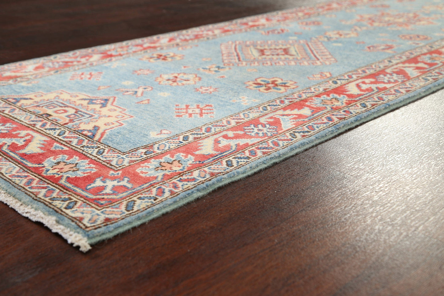 Geometric Kazak Oriental Runner Rug 3x10