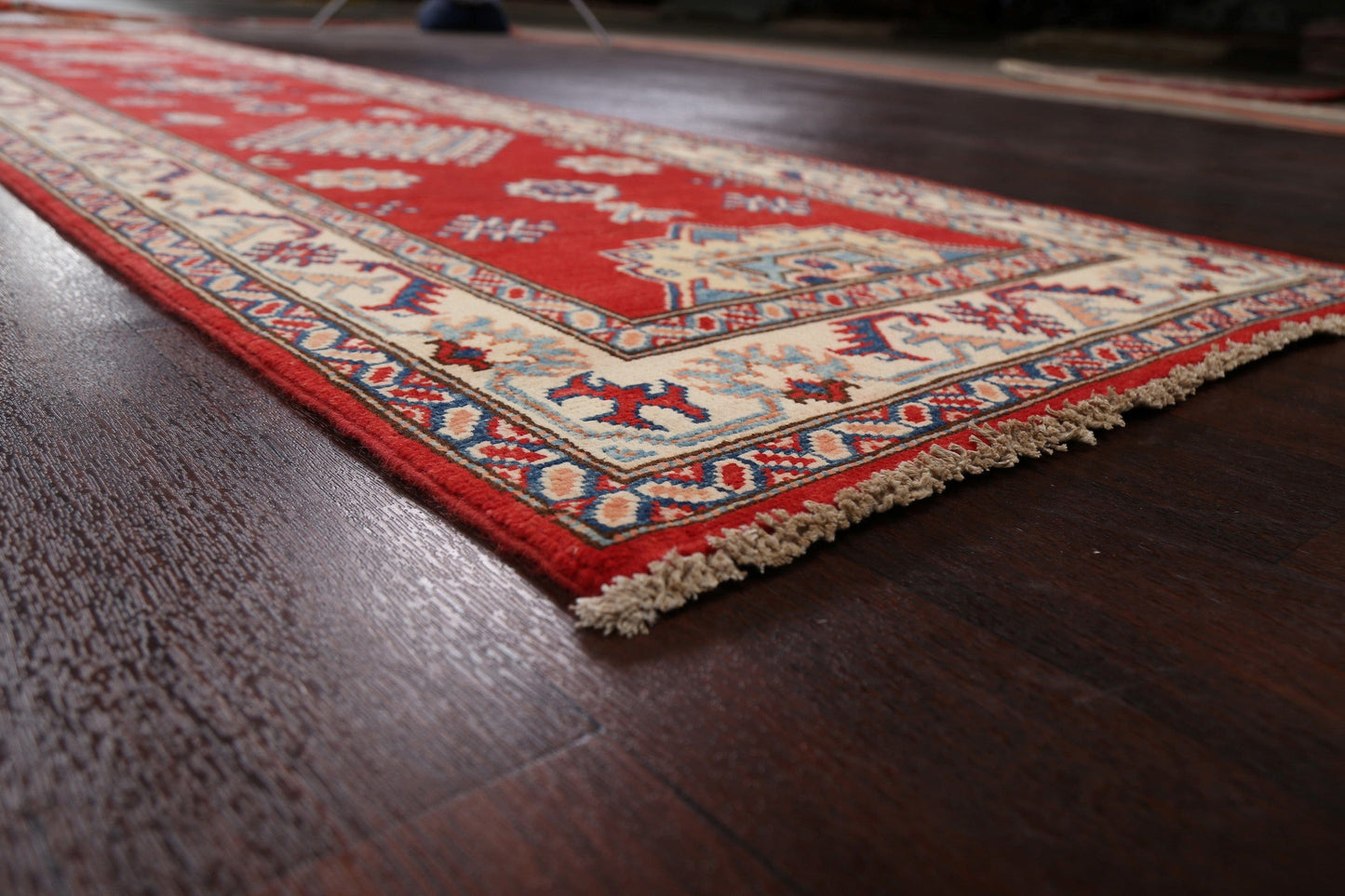 Geometric Kazak Oriental Runner Rug 3x10