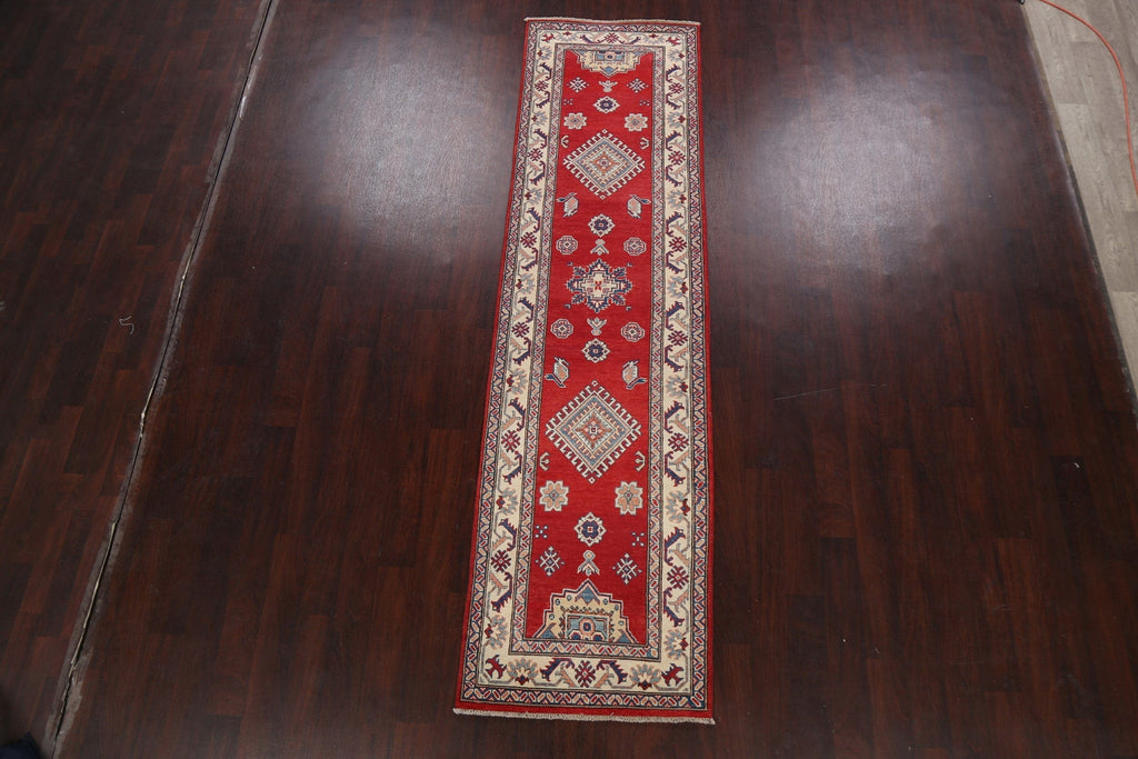 Geometric Kazak Oriental Runner Rug 3x10