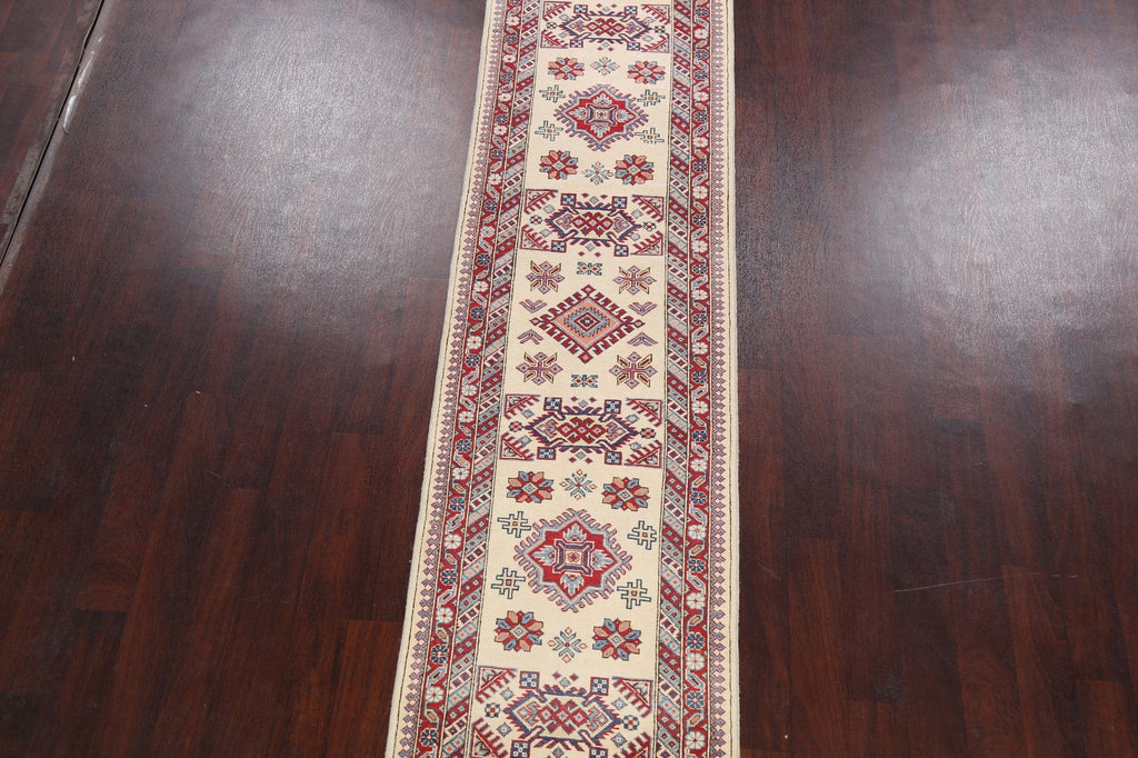 Geometric Kazak Oriental Runner Rug 3x12