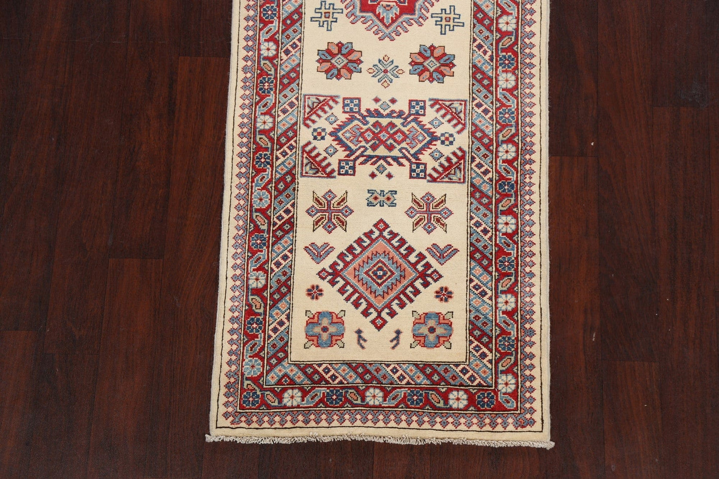 Geometric Kazak Oriental Runner Rug 3x12