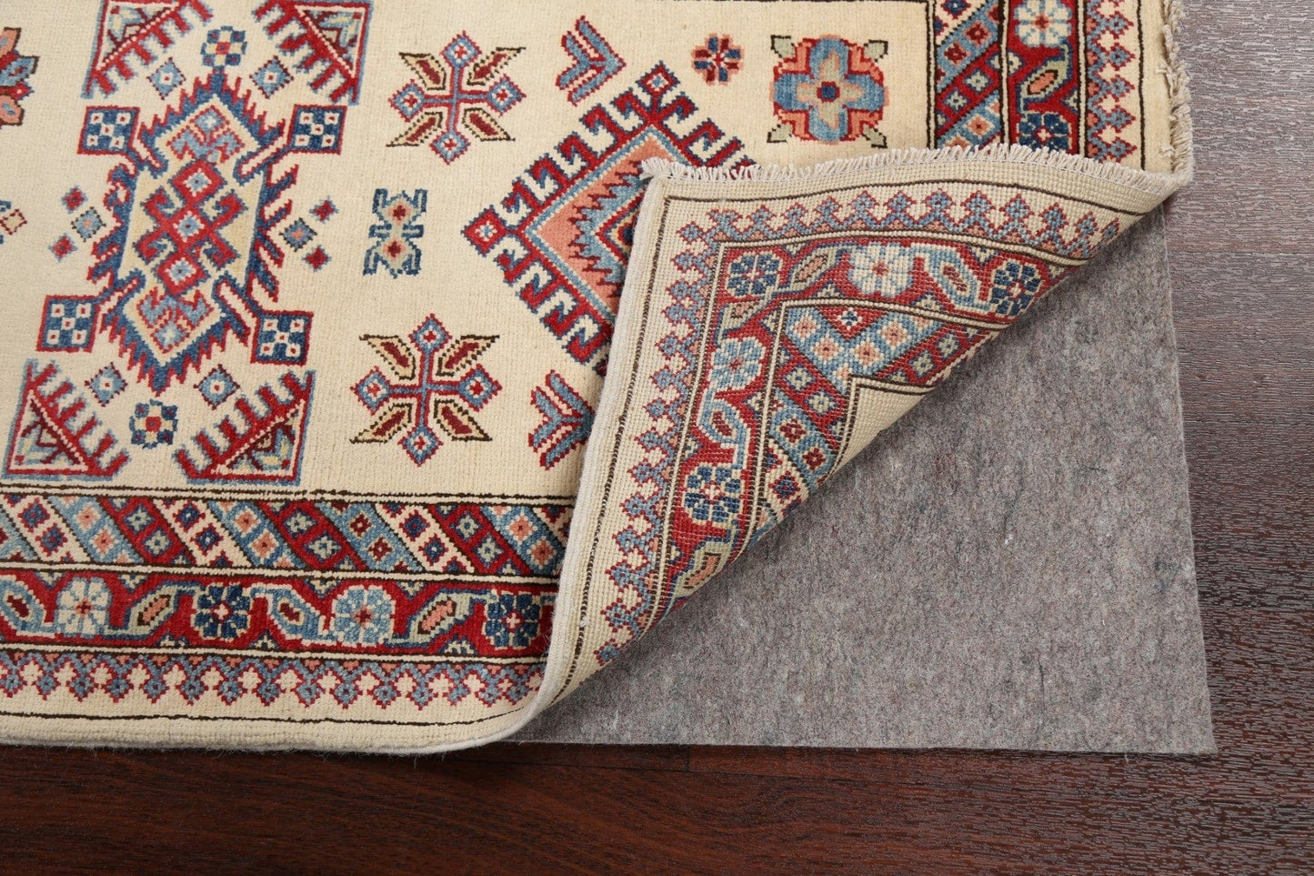 Geometric Kazak Oriental Runner Rug 3x12