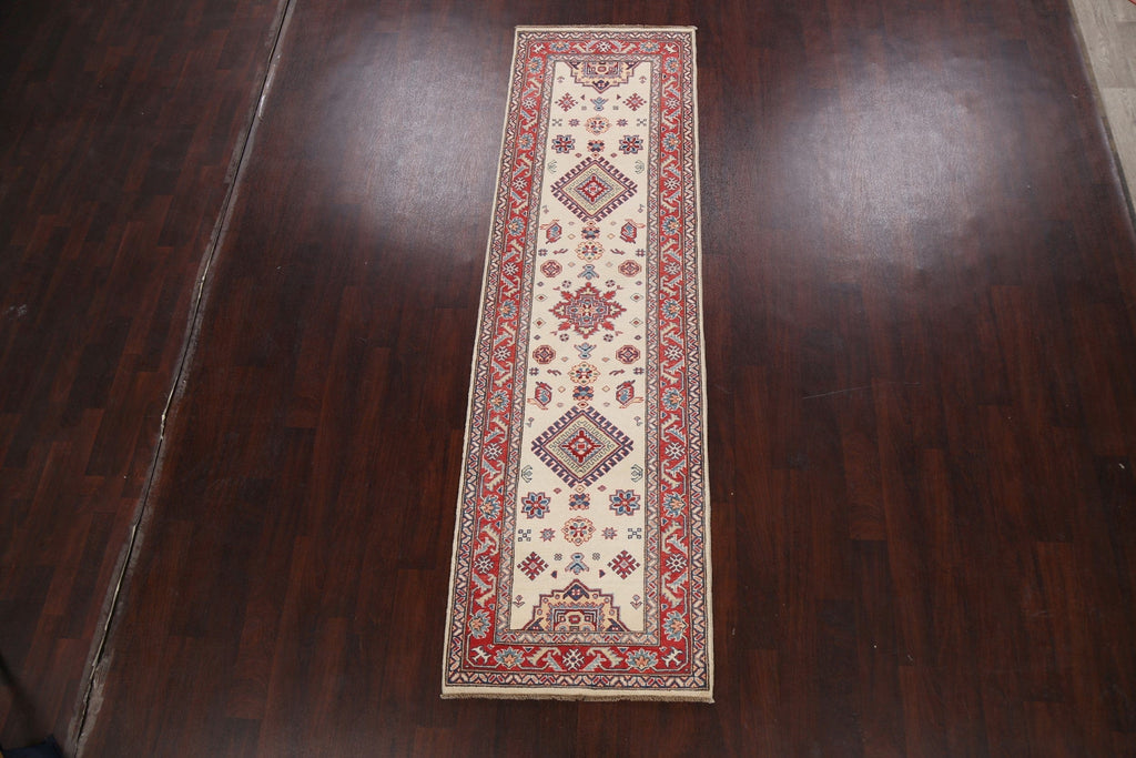 Geometric Kazak Oriental Runner Rug 3x9