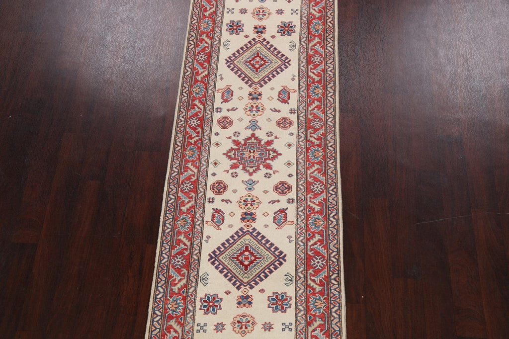 Geometric Kazak Oriental Runner Rug 3x9