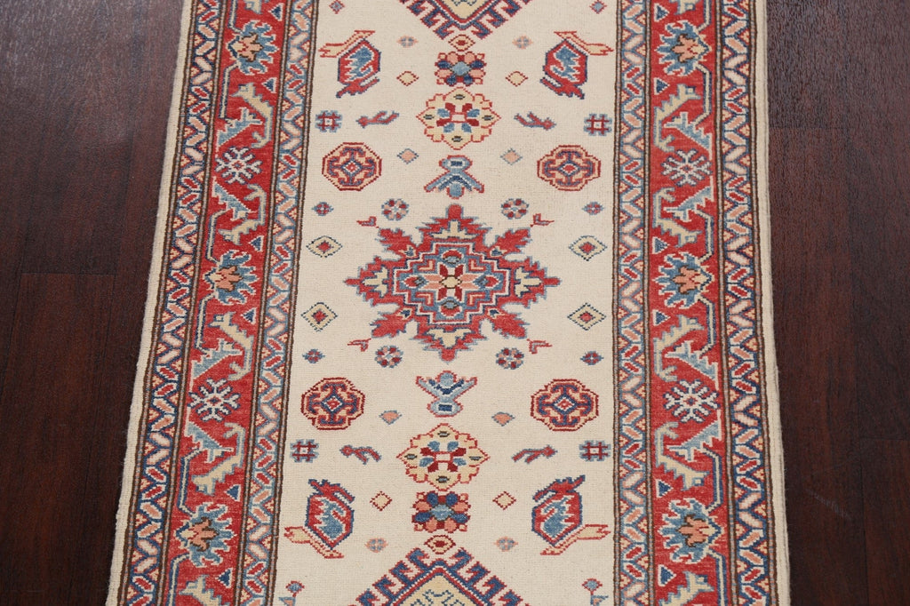 Geometric Kazak Oriental Runner Rug 3x9