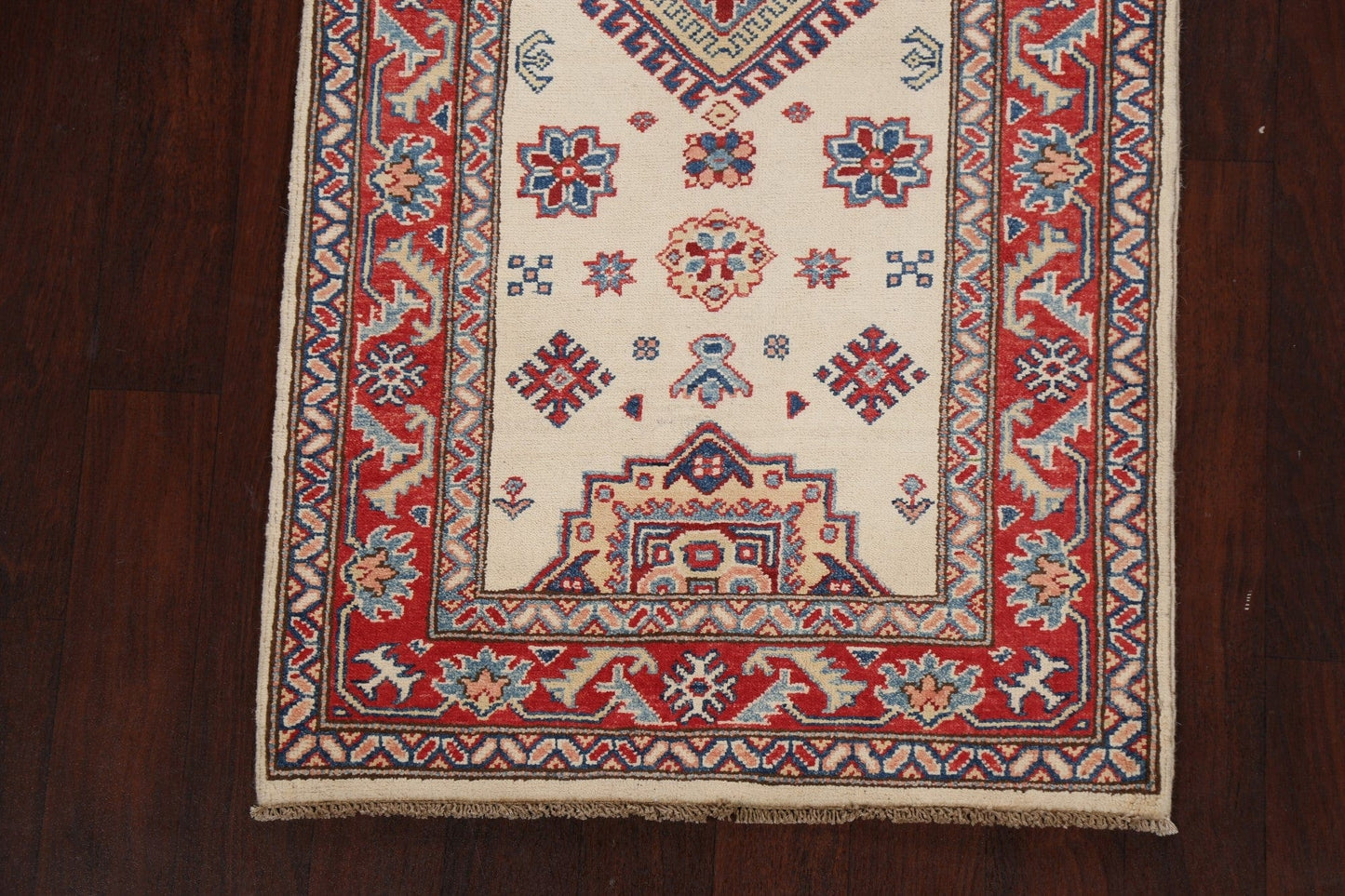 Geometric Kazak Oriental Runner Rug 3x9