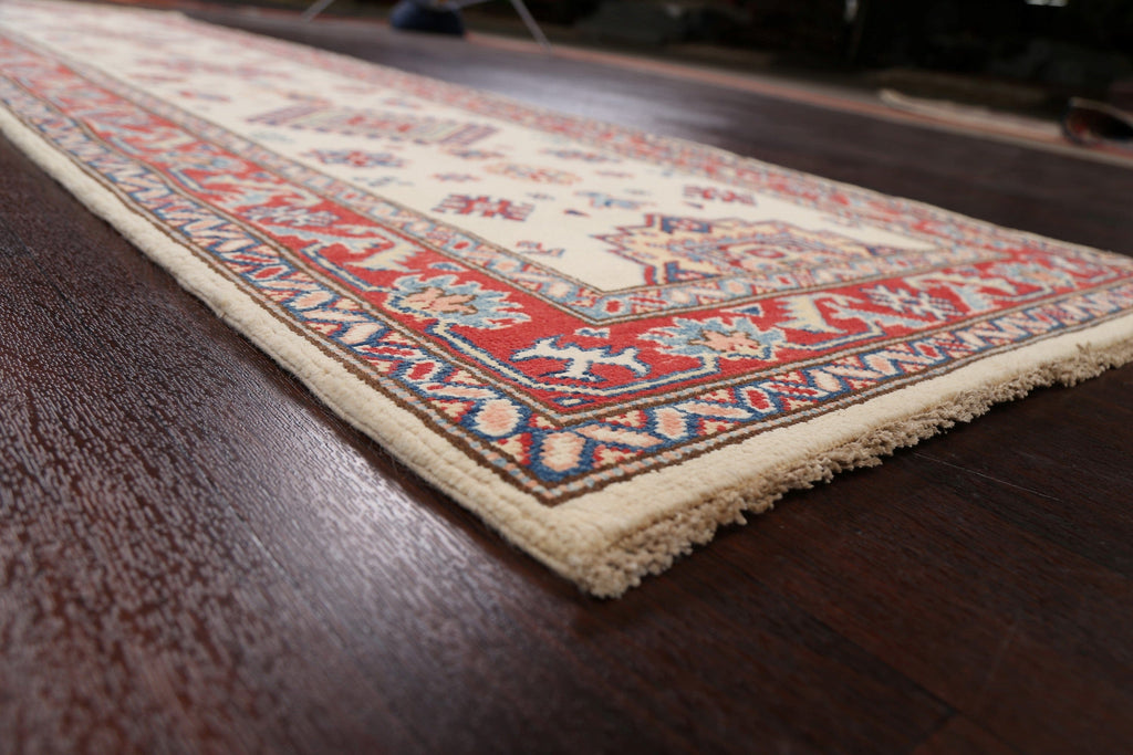 Geometric Kazak Oriental Runner Rug 3x9