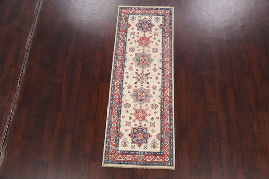 Geometric Kazak Oriental Runner Rug 3x8