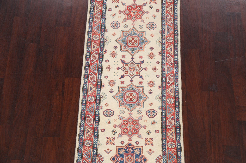 Geometric Kazak Oriental Runner Rug 3x8