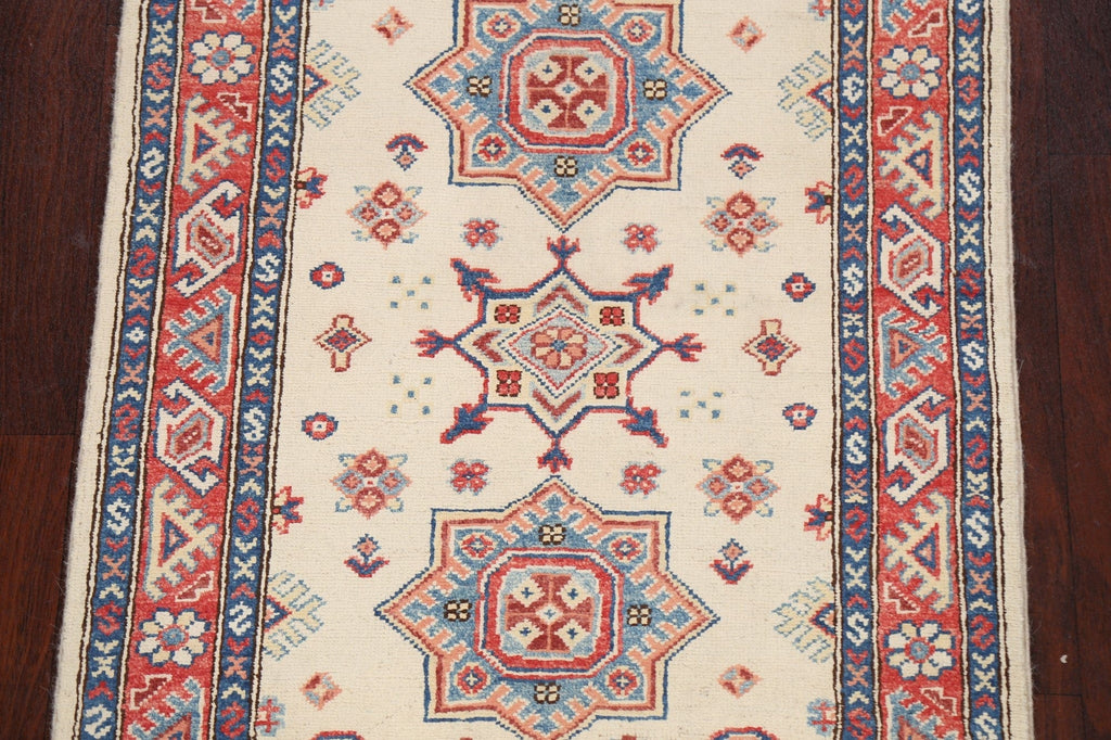 Geometric Kazak Oriental Runner Rug 3x8