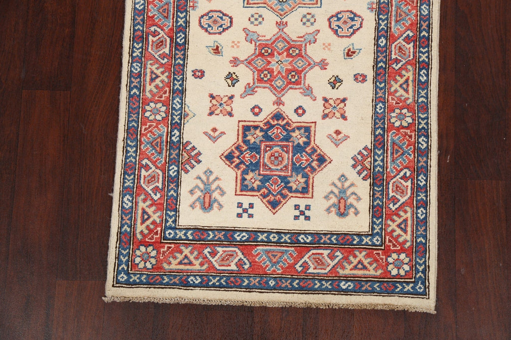 Geometric Kazak Oriental Runner Rug 3x8