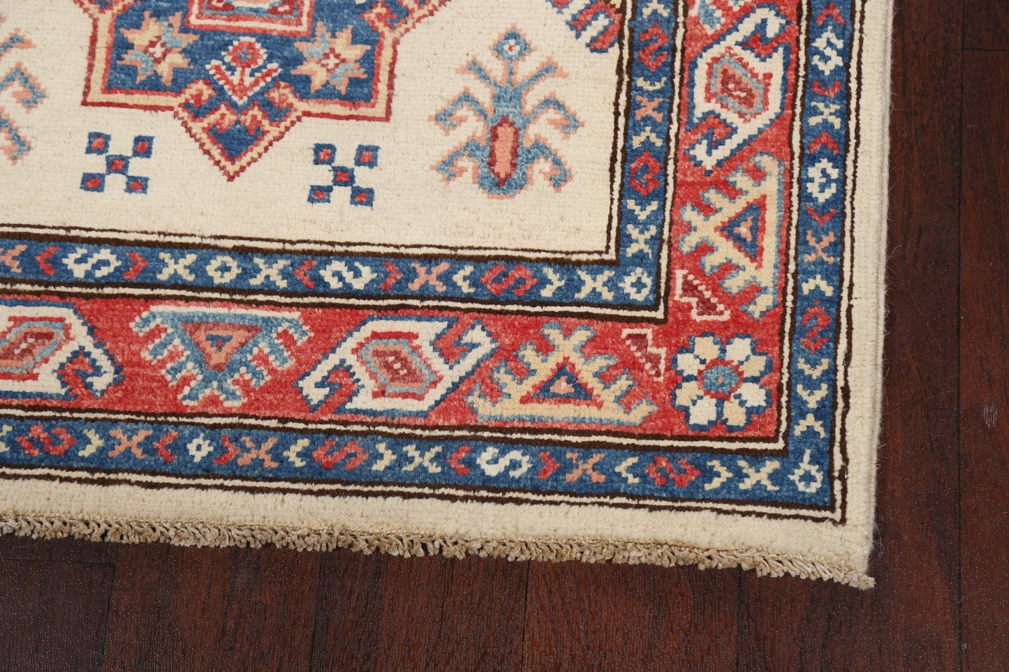 Geometric Kazak Oriental Runner Rug 3x8