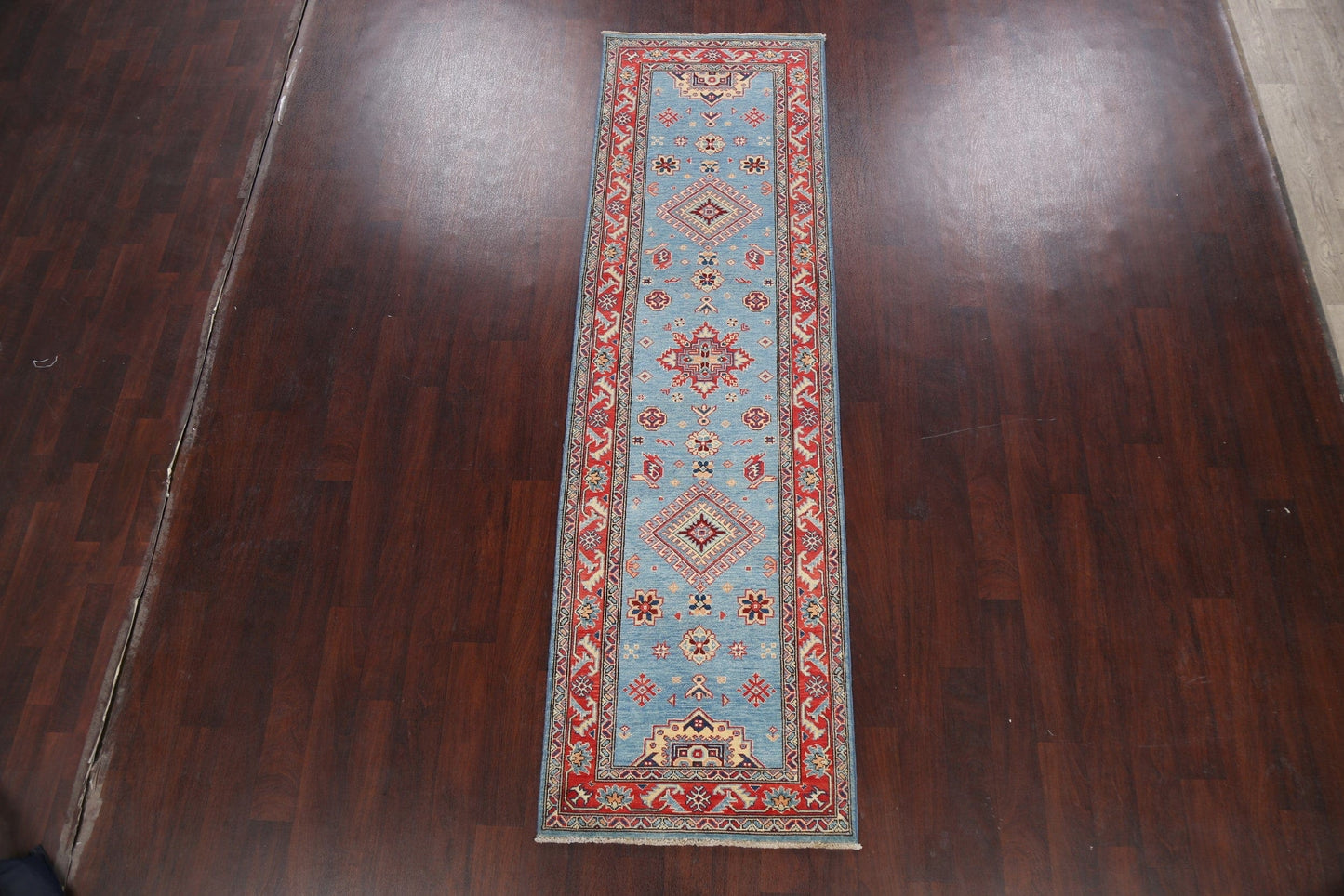 Geometric Kazak Oriental Runner Rug 3x10