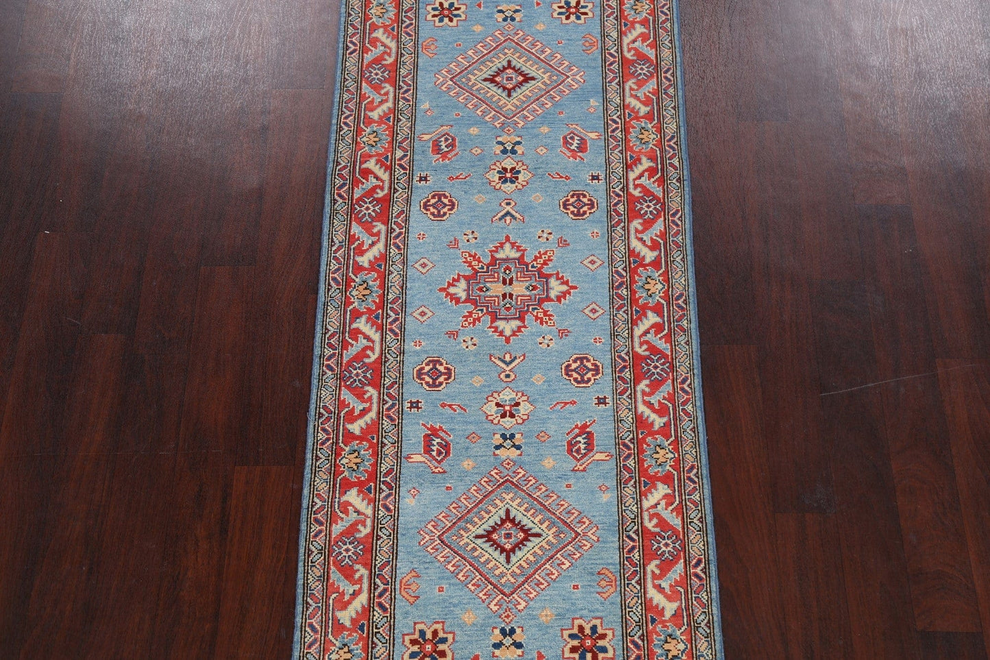 Geometric Kazak Oriental Runner Rug 3x10