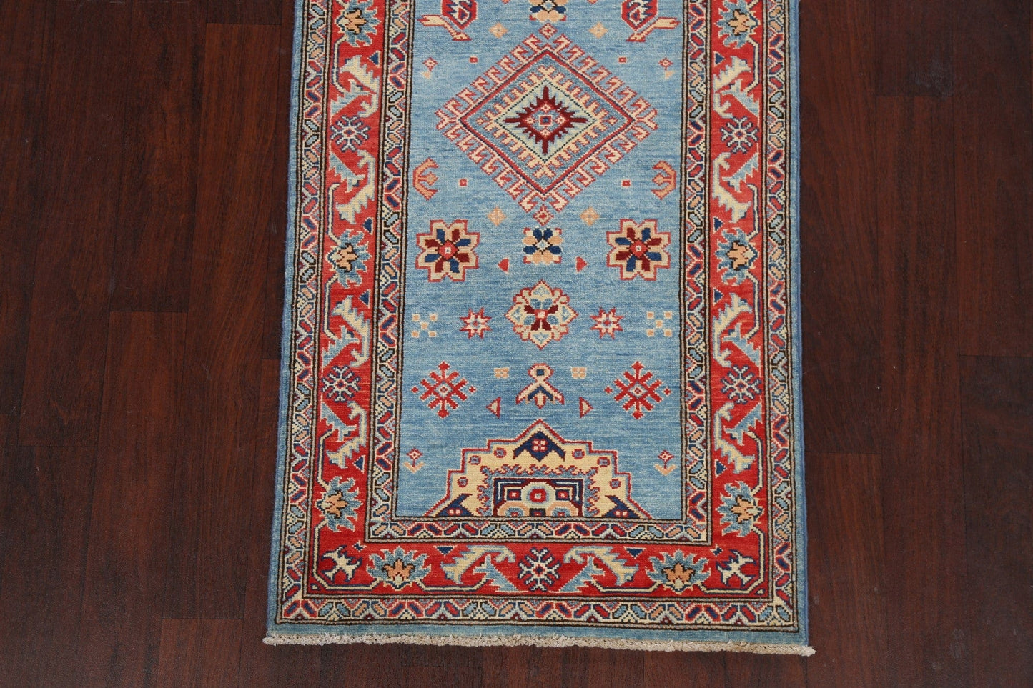 Geometric Kazak Oriental Runner Rug 3x10