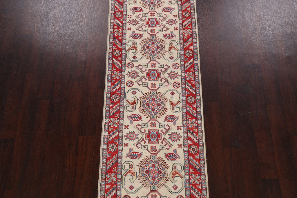 Geometric Kazak Oriental Runner Rug 3x10