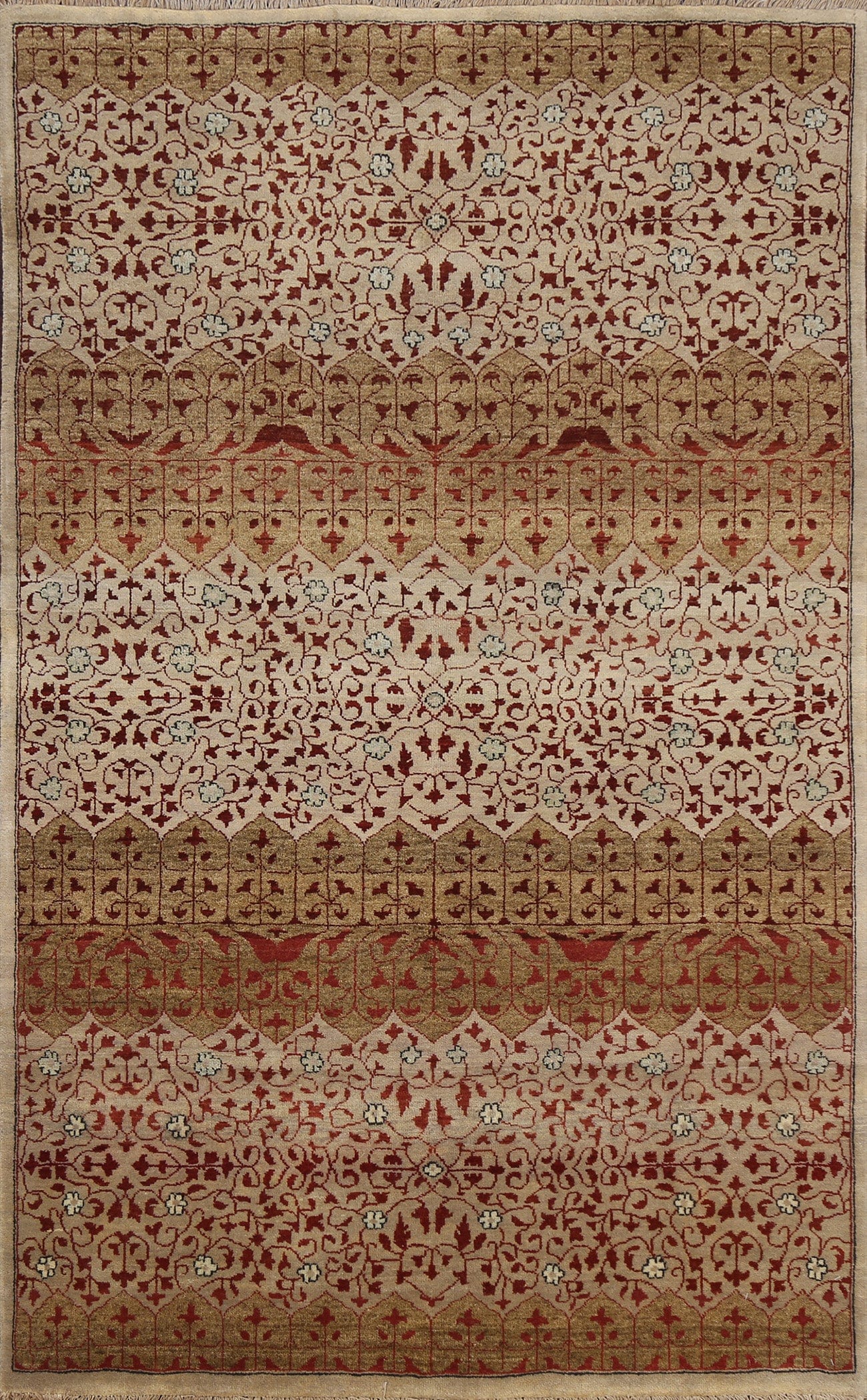 100% Vegetable Dye Floral Kashan Oriental Area Rug 4x6