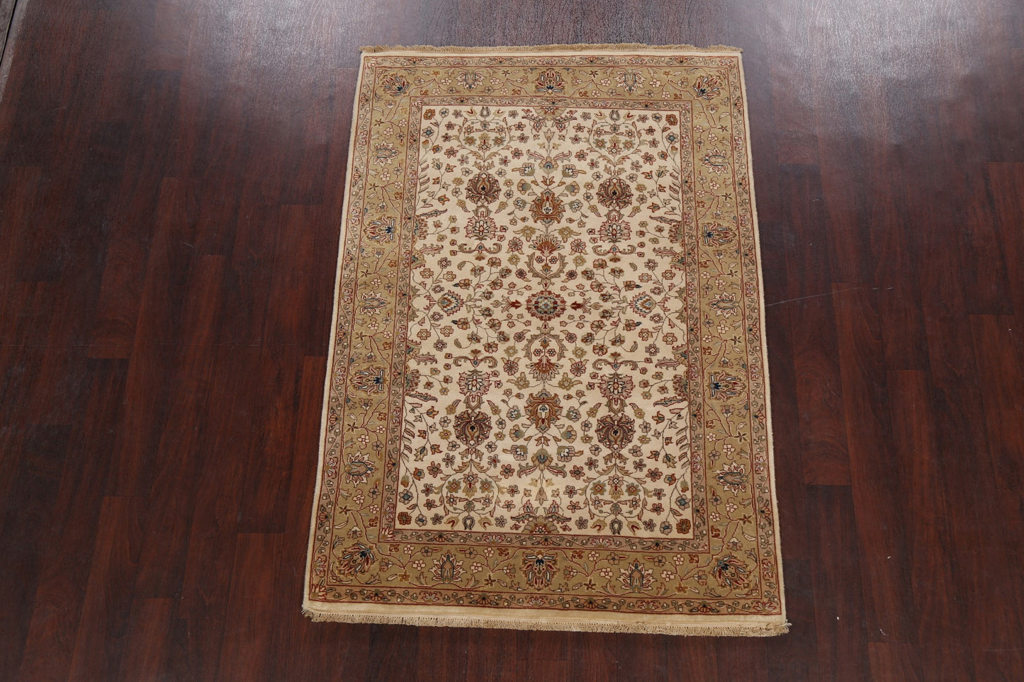 100% Vegetable Dye Floral Kashan Oriental Area Rug 4x6