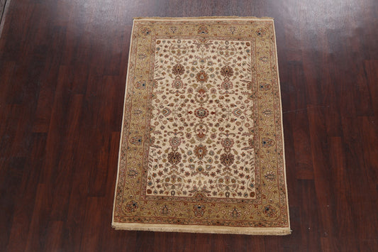 100% Vegetable Dye Floral Kashan Oriental Area Rug 4x6