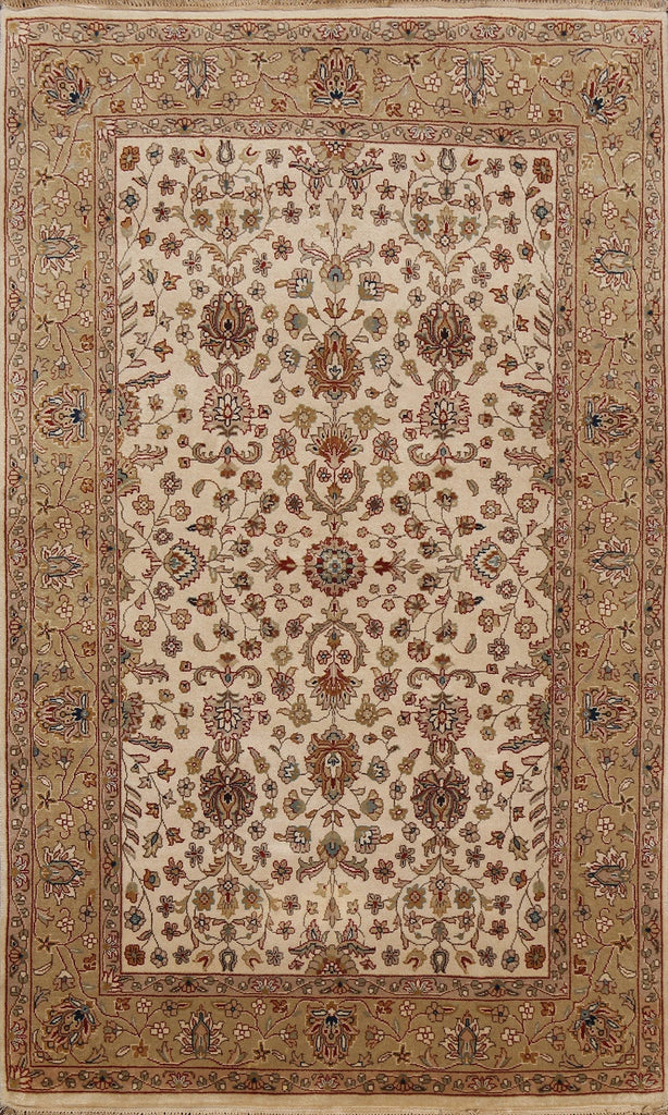 100% Vegetable Dye Floral Kashan Oriental Area Rug 4x6