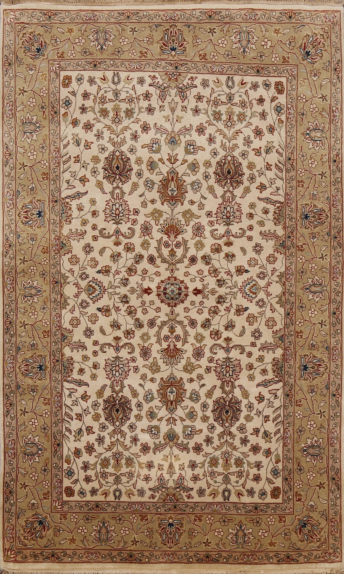 100% Vegetable Dye Floral Kashan Oriental Area Rug 4x6