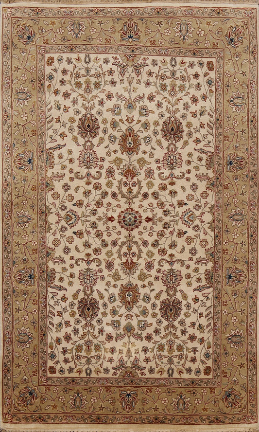 100% Vegetable Dye Floral Kashan Oriental Area Rug 4x6