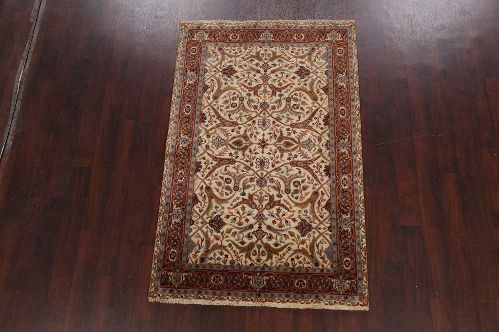 100% Vegetable Dye Floral Kashan Oriental Area Rug 4x6