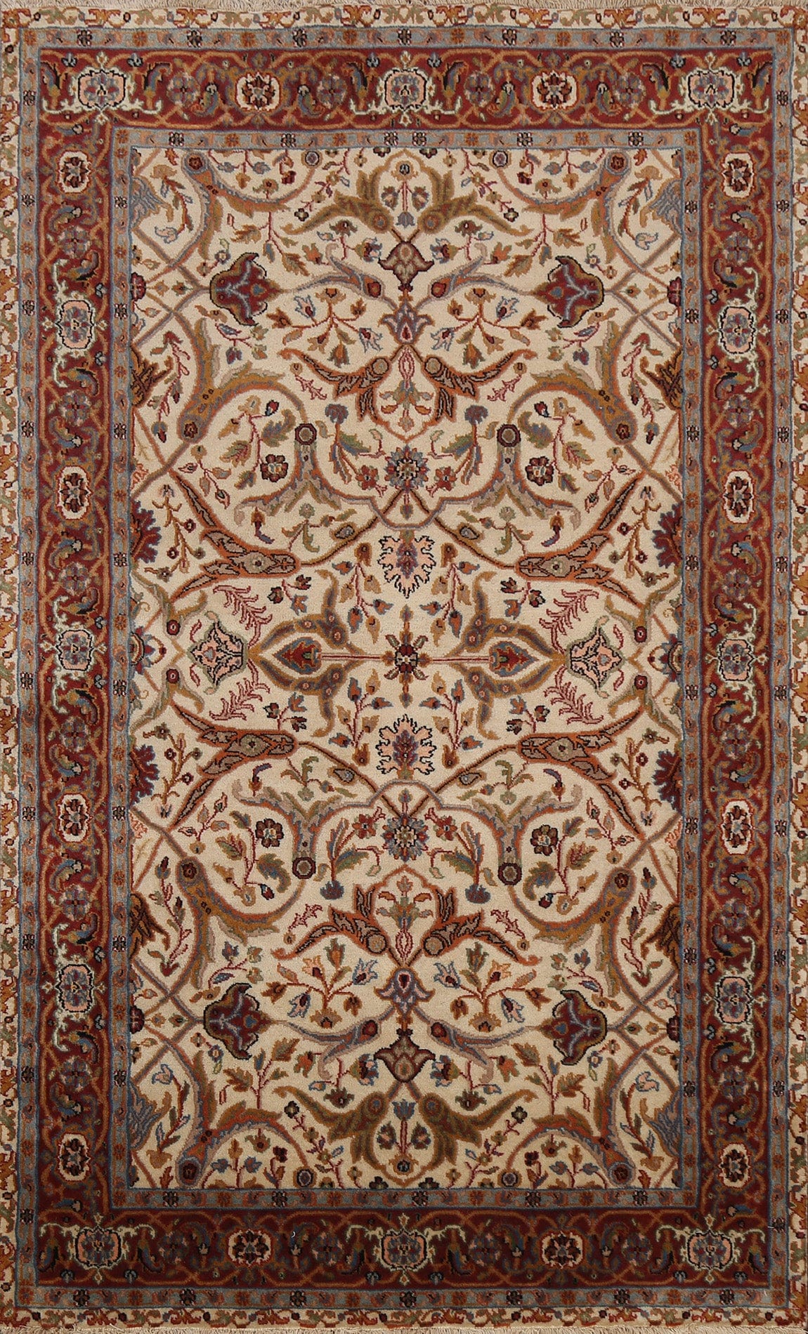 100% Vegetable Dye Floral Kashan Oriental Area Rug 4x6