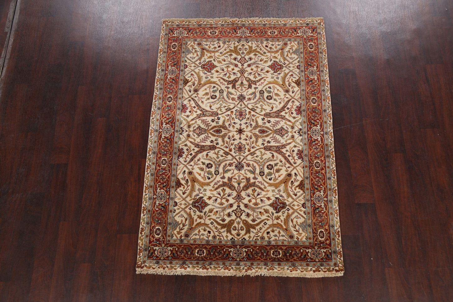 100% Vegetable Dye Floral Kashan Oriental Area Rug 4x6