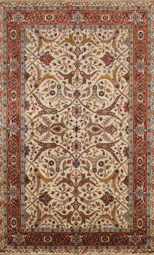 100% Vegetable Dye Floral Kashan Oriental Area Rug 4x6