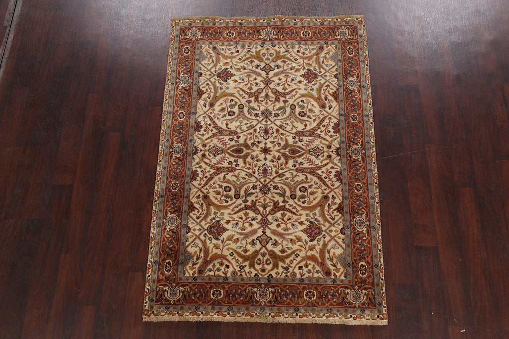 100% Vegetable Dye Floral Kashan Oriental Area Rug 4x6