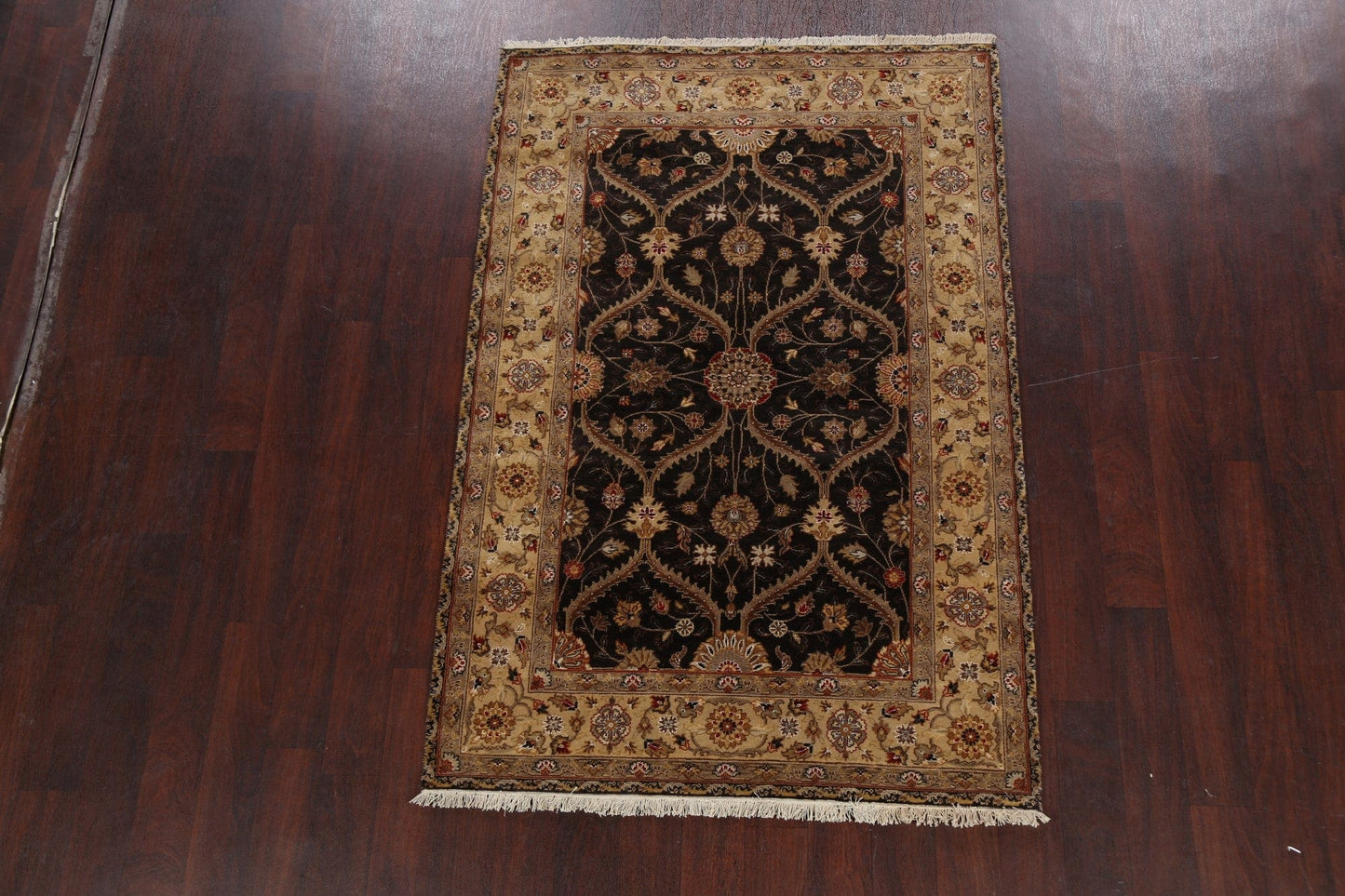 100% Vegetable Dye Floral Kashan Oriental Area Rug 4x6