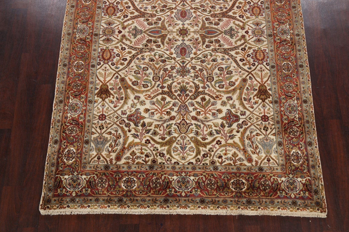 100% Vegetable Dye Floral Kashan Oriental Area Rug 6x9