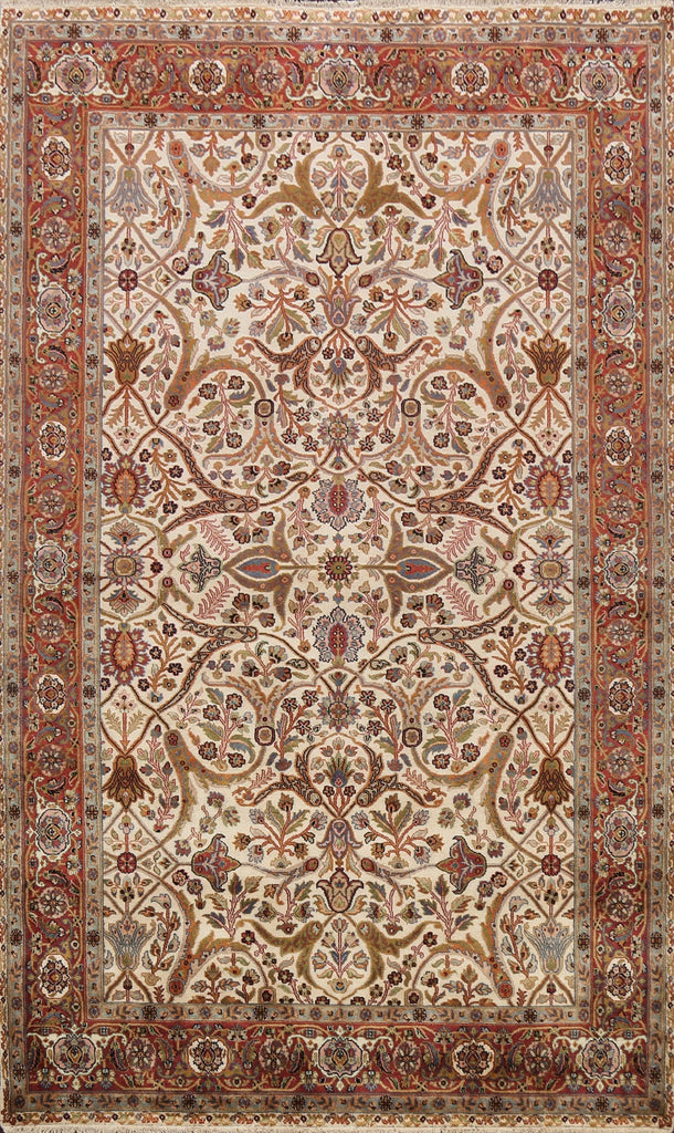 100% Vegetable Dye Floral Kashan Oriental Area Rug 6x9