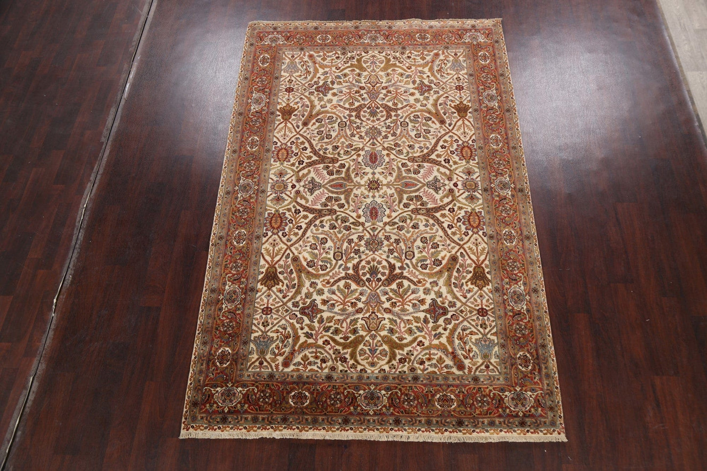 100% Vegetable Dye Floral Kashan Oriental Area Rug 6x9