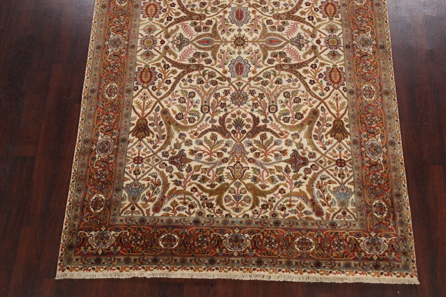 100% Vegetable Dye Floral Kashan Oriental Area Rug 6x9