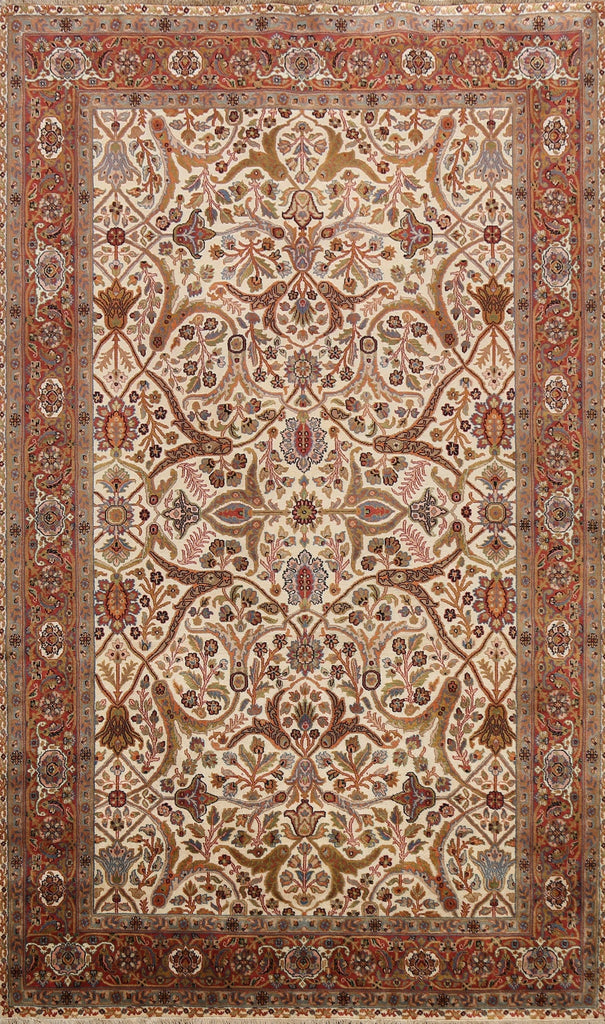 100% Vegetable Dye Floral Kashan Oriental Area Rug 6x9