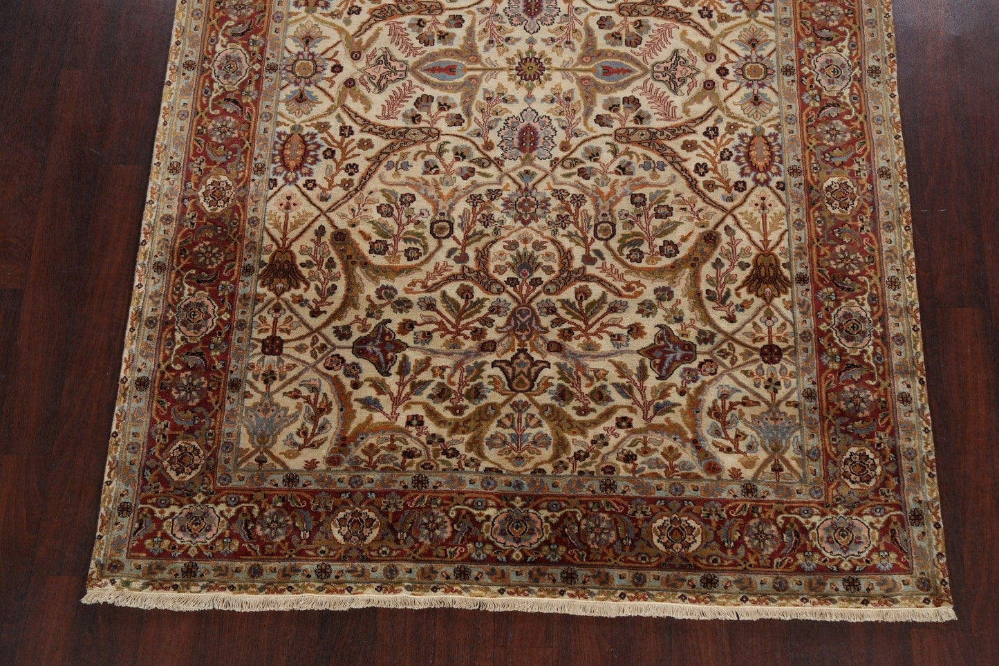 100% Vegetable Dye Floral Kashan Oriental Area Rug 6x9